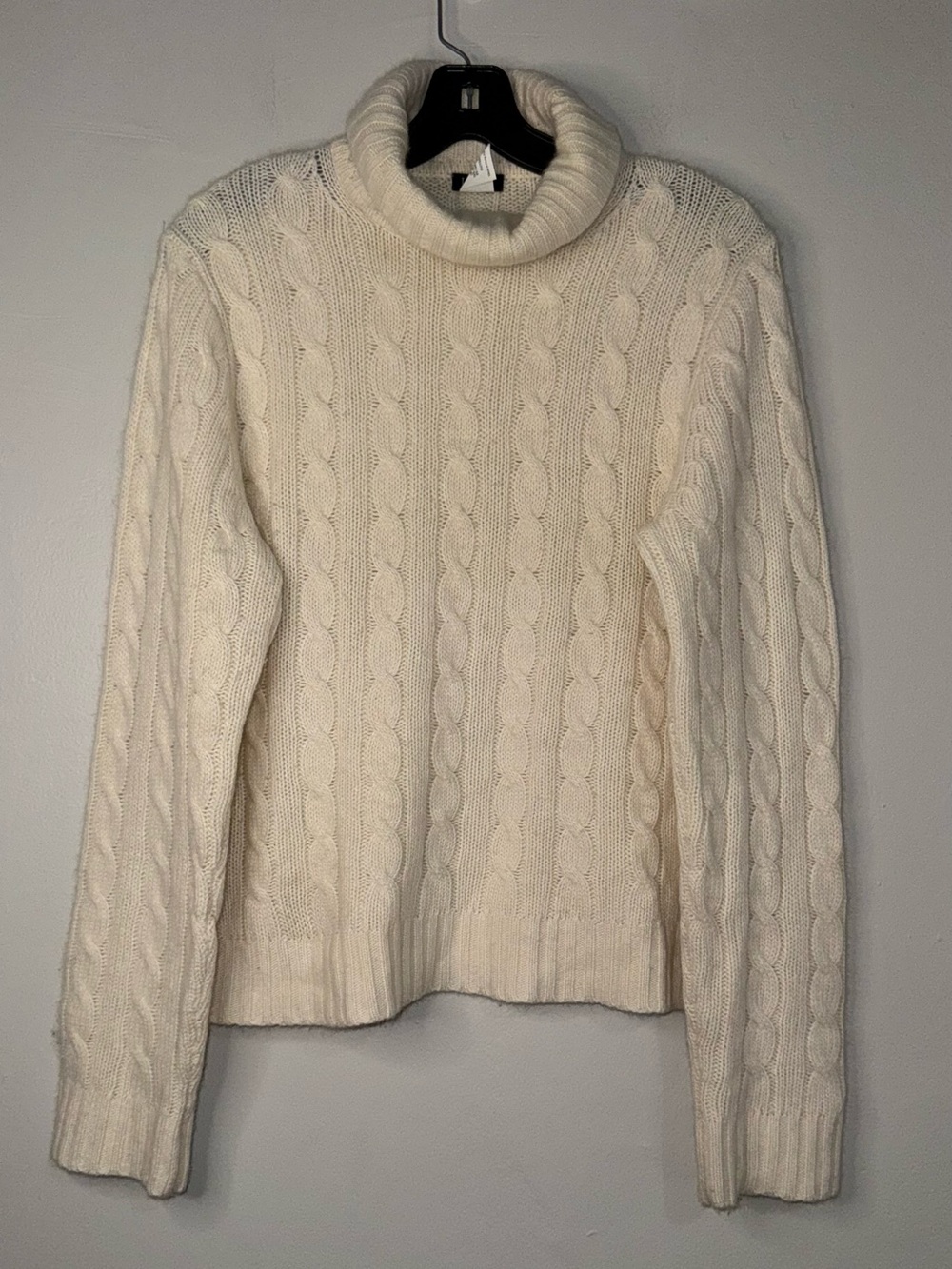 J. Crew Wool Blend Cream Cable Turtleneck Sweater